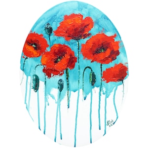 Red Poppy Painting Flower Original Wall Art California Poppy Oil Painting On canvas House Decor Home Gift  16x12&#39;&#39; by NatalyMak