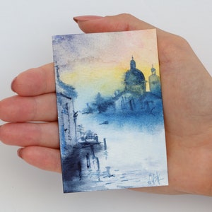 Venice Painting ACEO Original Watercolor Italy Miniature Artwork Grand Canal ACEO Cards  birthday gift