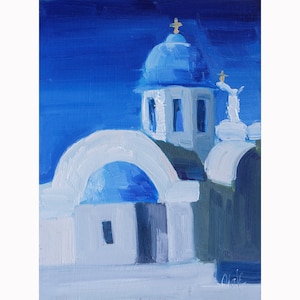 Santorini Oil Painting Greece Landscape Original Wall Art Mediterranean Wall Art Mykonos Artwork by NatalyMak