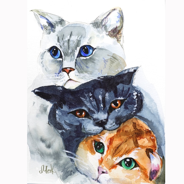 Draw My Pet Original Painting Portrait Of My Pet Commission Custom Pet portrait From Photo Cat Memorial