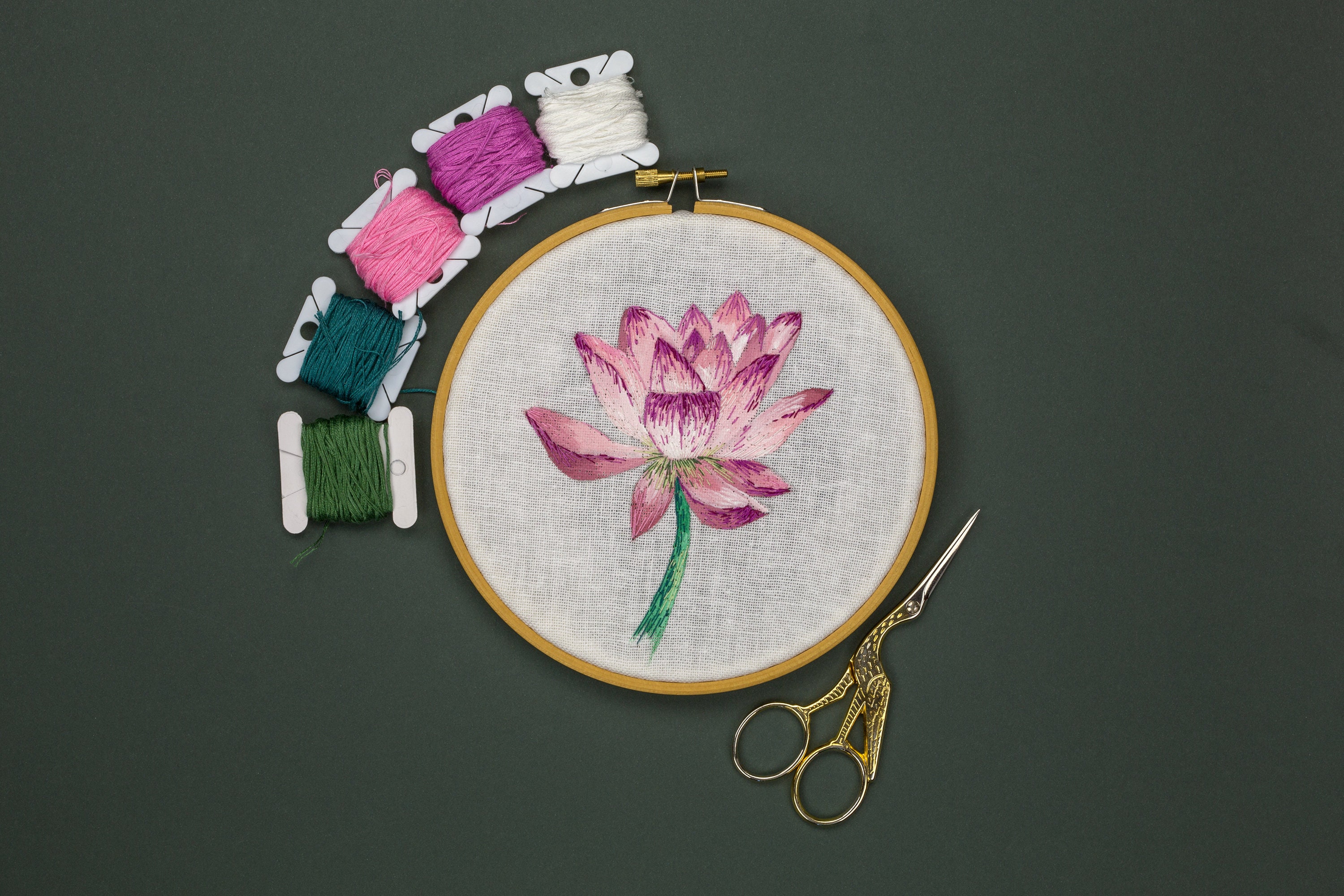 Lotus Embroidery Pattern Flower Hand Embroidery Pdf Thread Etsy