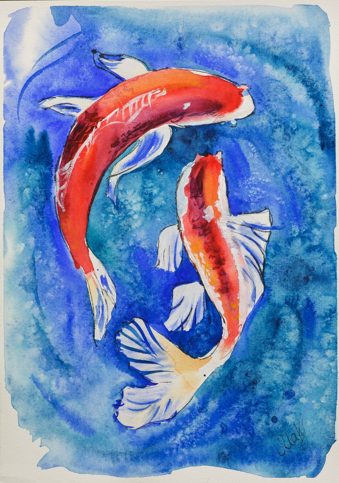 Koi fish painting Koi fish original art Koi fish artwork Koi Etsy