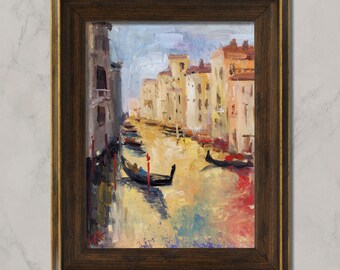 Venice Grand Canal Oil Painting Framed Italy Seascape Art Wall Art