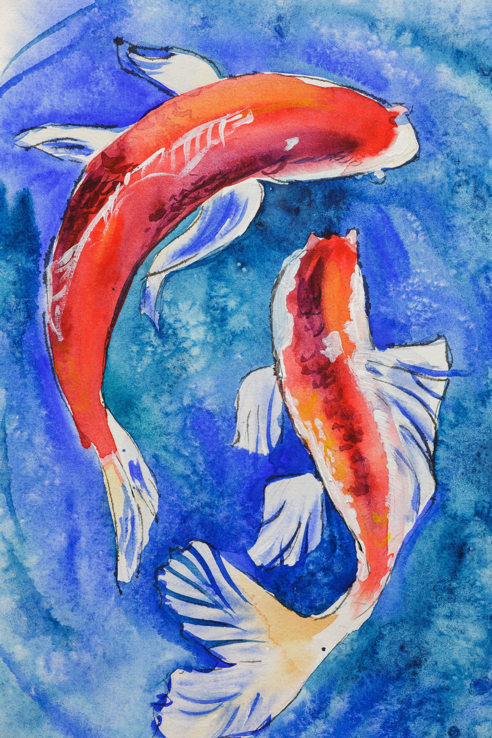 Koi Fish painting Japanese Fish Original Art Koi Carp Artwork | Etsy
