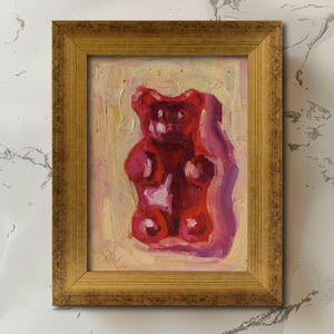 Gummy Bear Original Oil Painting in Frame Pop Art Still Life Wall Art Candy Artwork Food Wall Decor by NatalyMak