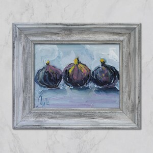 Figs Oil Painting Fruit Still Life Original Framed Wall Art Kitchen Food Wall Decor 8x6&#39;&#39; by Nataly Mak