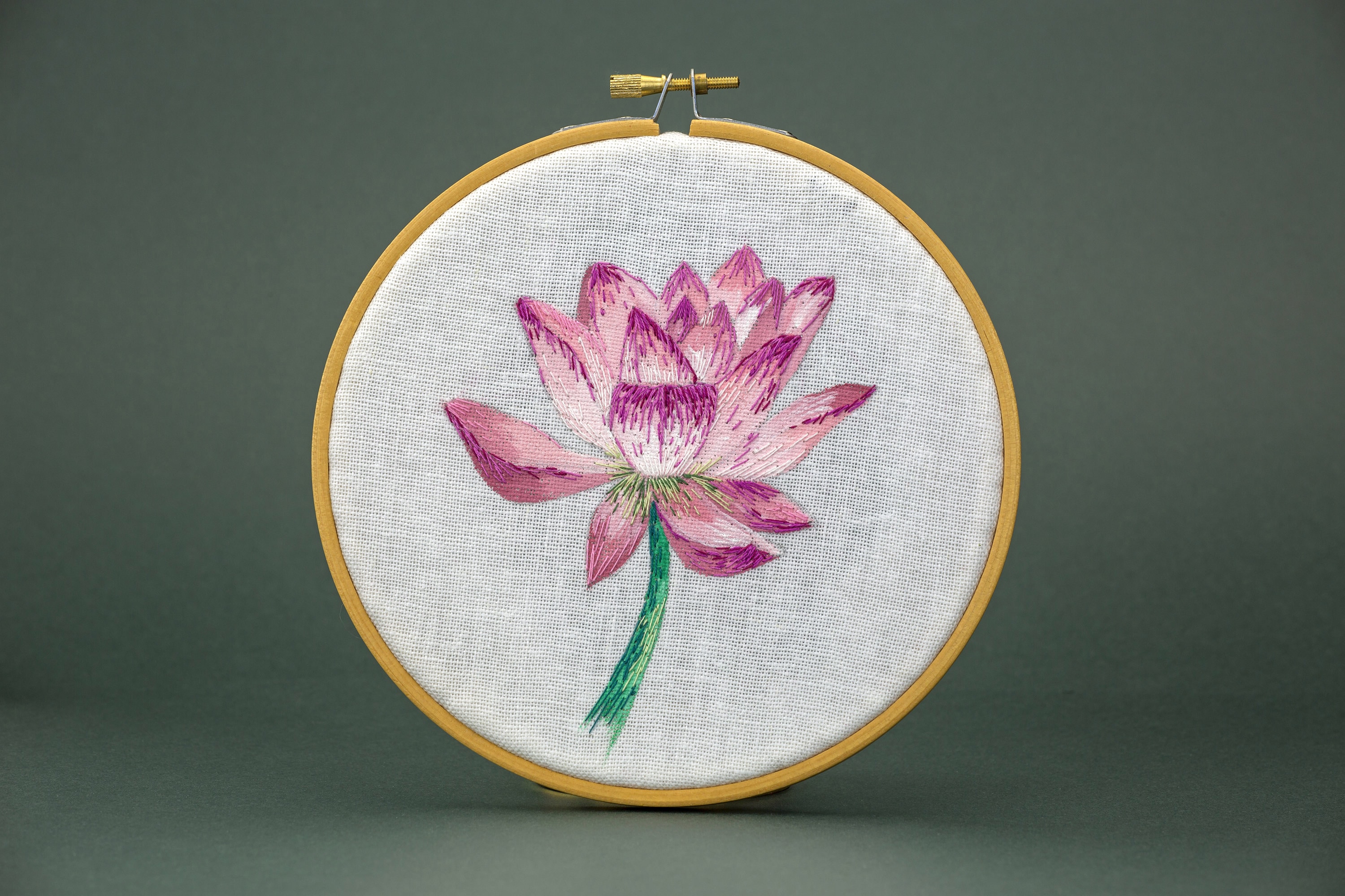 Lotus Embroidery Pattern Flower Hand Embroidery Pdf Thread Etsy