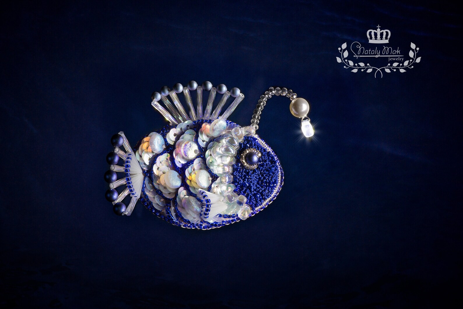 Fish Brooch Angler Fish Jewelry Sea Fish Beaded Brooch Etsy