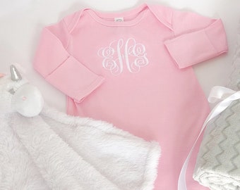 Personalized Embroidered Monogrammed Layette Gown