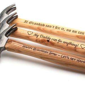 Personalised Custom Hammer Design A Truly Unique Gift Laser Engraved Great Birthday Anniversary Father's Valentine's Day Present Idea image 1