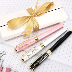 Personalised Custom Premium Metal Pen + Gift Box | Design A Truly Unique Present | Laser Engraved - (white, black, pink)