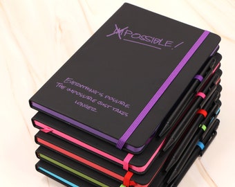 Personalised Stylish Hardcover A5 Notebook | Design A Truly Unique Journal | Custom Printed Gift Idea (blue, lime, pink, purple, red)