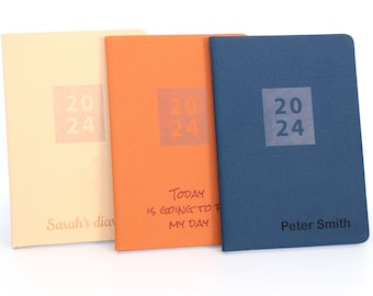 Personalised Premium Hardcover Diary Organiser 2024 | Custom Engraved Planner (UK dates and Holidays)