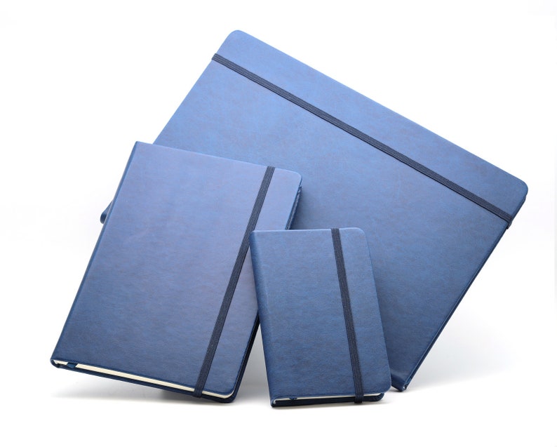 Cuaderno de tapa dura premium personalizado A4,A5,A6 / Diseñe un diario verdaderamente único / Regalo grabado con láser negro, azul, marrón, naranja Azul