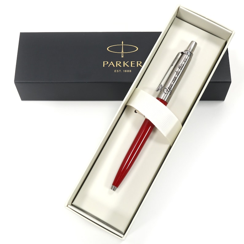 Personalised Custom Parker Jotter Pen Gift Box Design A Truly Unique Present Laser Engraved black, white, blue, red Red