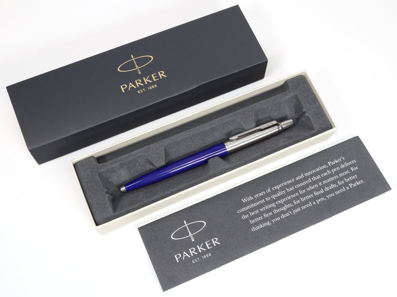 Personalised Custom Parker Jotter Pen Gift Box Design A Truly Unique Present Laser Engraved black, white, blue, red image 8