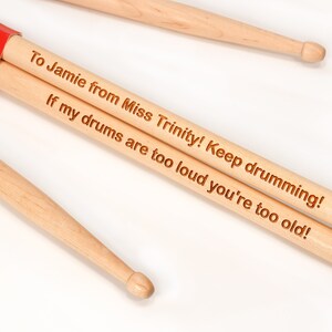 Personalised Custom Drum Sticks - 5A Size | Design A Truly Unique Gift | Laser Engraved image 2
