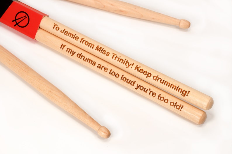 Personalised Custom Drum Sticks - 5A Size | Design A Truly Unique Gift | Laser Engraved image 2