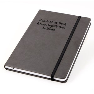 Cuaderno de tapa dura premium personalizado A4,A5,A6 / Diseñe un diario verdaderamente único / Regalo grabado con láser negro, azul, marrón, naranja Negro