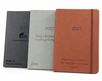 Personalised Hardcover 2027 Diary,  A4/A5 size | Custom Engraved Organiser Planner (UK dates)