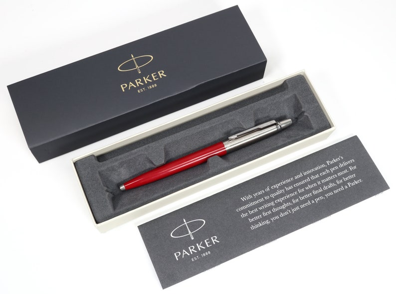 Personalised Custom Parker Jotter Pen Gift Box Design A Truly Unique Present Laser Engraved black, white, blue, red image 9