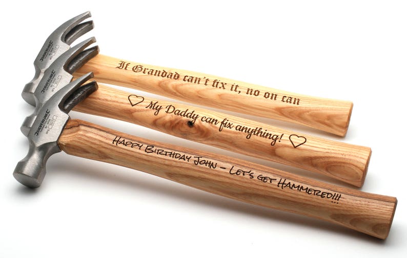 Personalised Custom Hammer Design A Truly Unique Gift Laser Engraved Great Birthday Anniversary Father's Valentine's Day Present Idea image 1