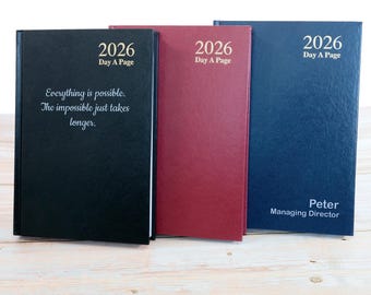 Personalised Hardcover Executive Diary 2026, A4/A5 size | Custom Printed Organiser Planner (UK dates)