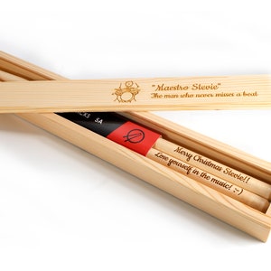 Personalised Custom Drum Sticks + Optional Gift Box - 5A Size | Design A Truly Unique Present | Laser Engraved image 2