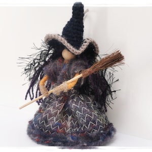 Good luck KITCHEN WITCH DOLL, Horror Decor, Hanging Witch, Ooak art doll, Wooden Figurine, Handcrafted witch, Halloween witch, Hedge Witch image 4