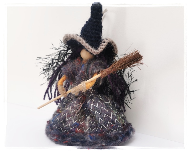 Good luck KITCHEN WITCH DOLL, Horror Decor, Hanging Witch, Ooak art doll, Wooden Figurine, Handcrafted witch, Halloween witch, Hedge Witch image 4