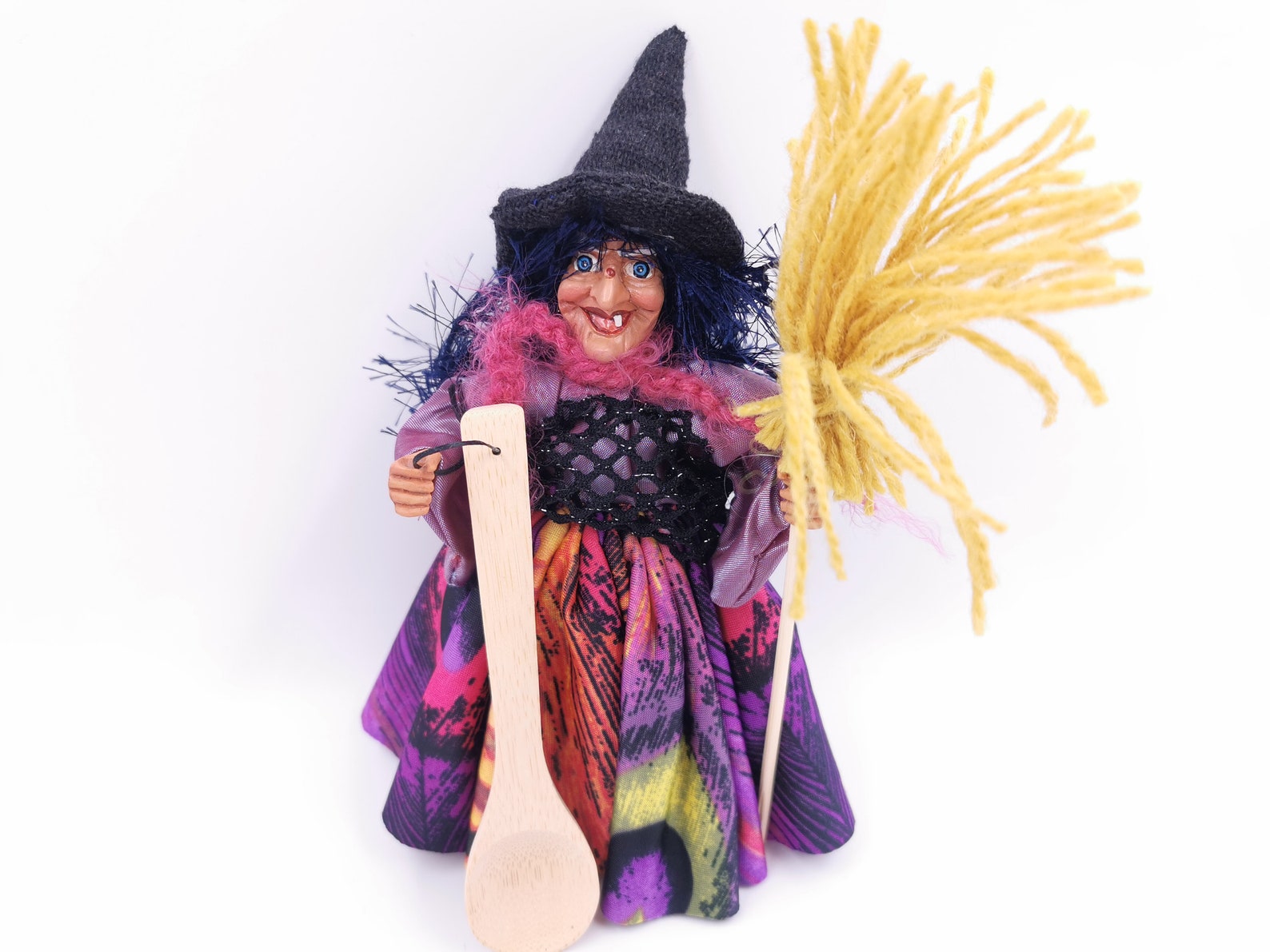 KITCHEN WITCH DOLL Hanging with Spoon Broom