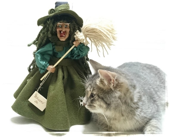 Kitchen Witch Hedge Witch Hag With Broom Farmhouse Decor Witch Etsy