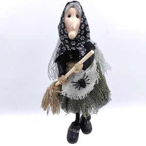 Viel Glück Küche Hexe Puppe Baba Yaga Poppet Figur neues Zuhause Geschenk Hexe auf Besen hängen Fee Hexe Weihnachtsdekoration Hausgeist