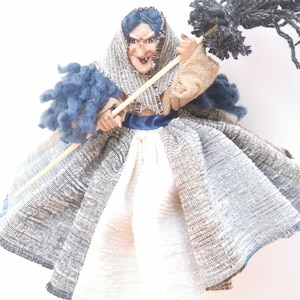 Good luck Kitchen Witch Doll with broom, Halloween witch doll, Fairy Witch figurine, Hedge Witch, Baba yaga, Home spirit doll, Kitchen decor