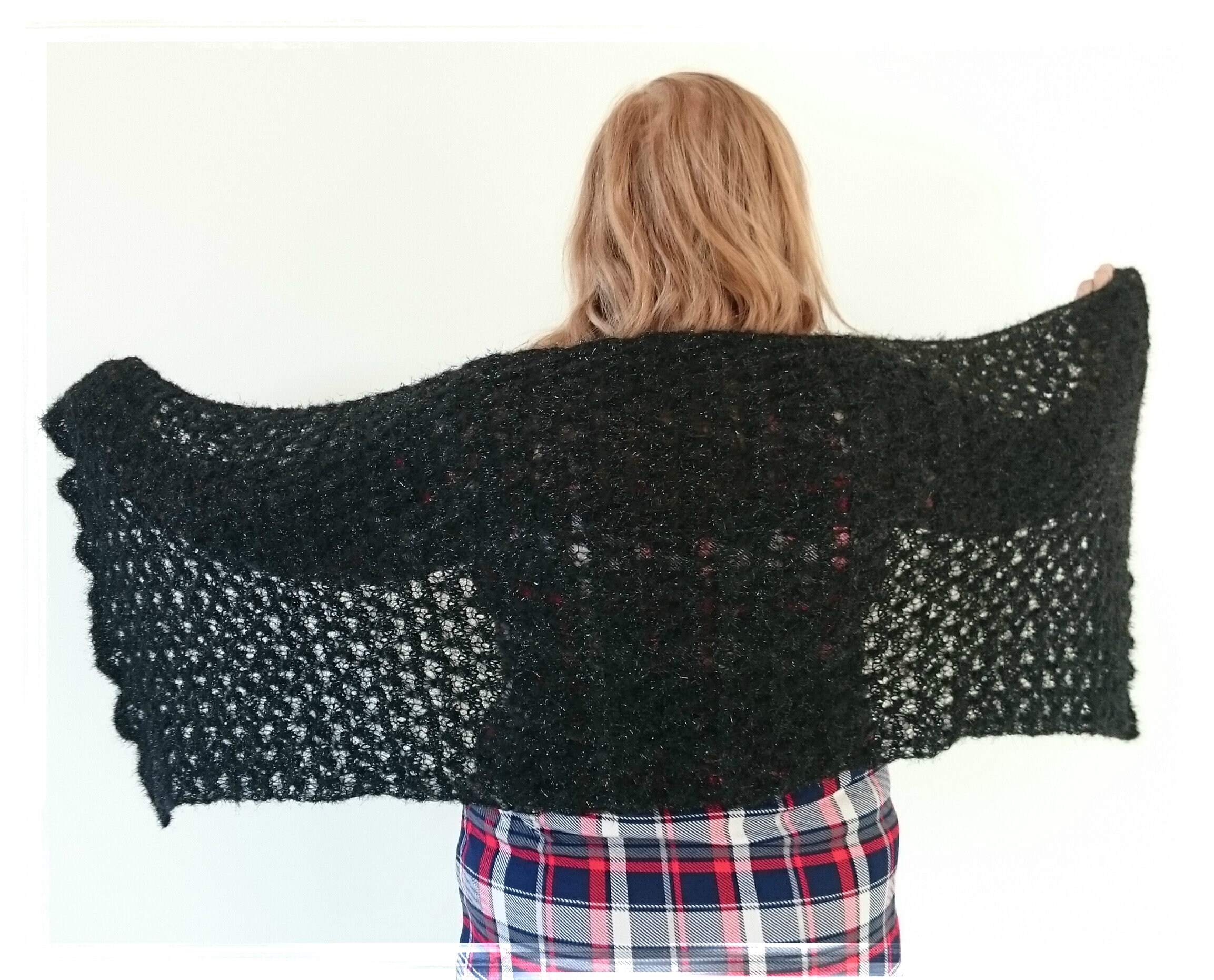 Mohair Scarf Black Mohair Wrap 