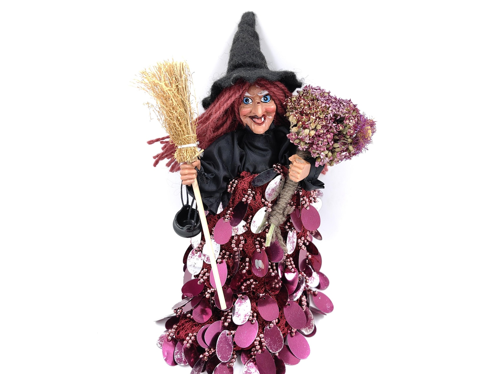 Kitchen Witch Doll, Fairy Witch Figurine Retro Home decor Halloween decoration, Adorable Lucky Brocken-German Kitchen Witches Vintage Gift