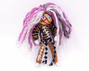 Mummy Voodoo Doll, Mini Voodoo Poppet Doll by Everyone's Secret Spirit, Handmade Felt wool Yarn voodoo figrine, Mind Control Ritual Doll