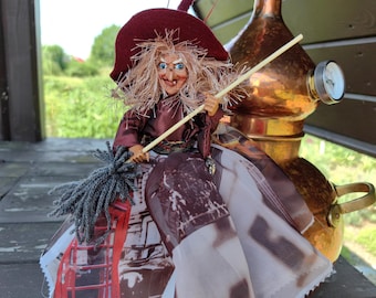 German Kitchen WITCH Spirit Doll for Home Blessing Protection Good luck, Garden Fairy ornament