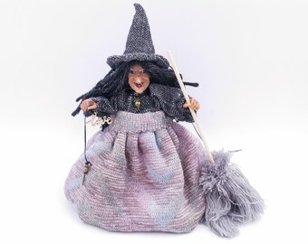 魔女のアート人形、キッチン魔女人形、森の妖精の置物、新築祝い