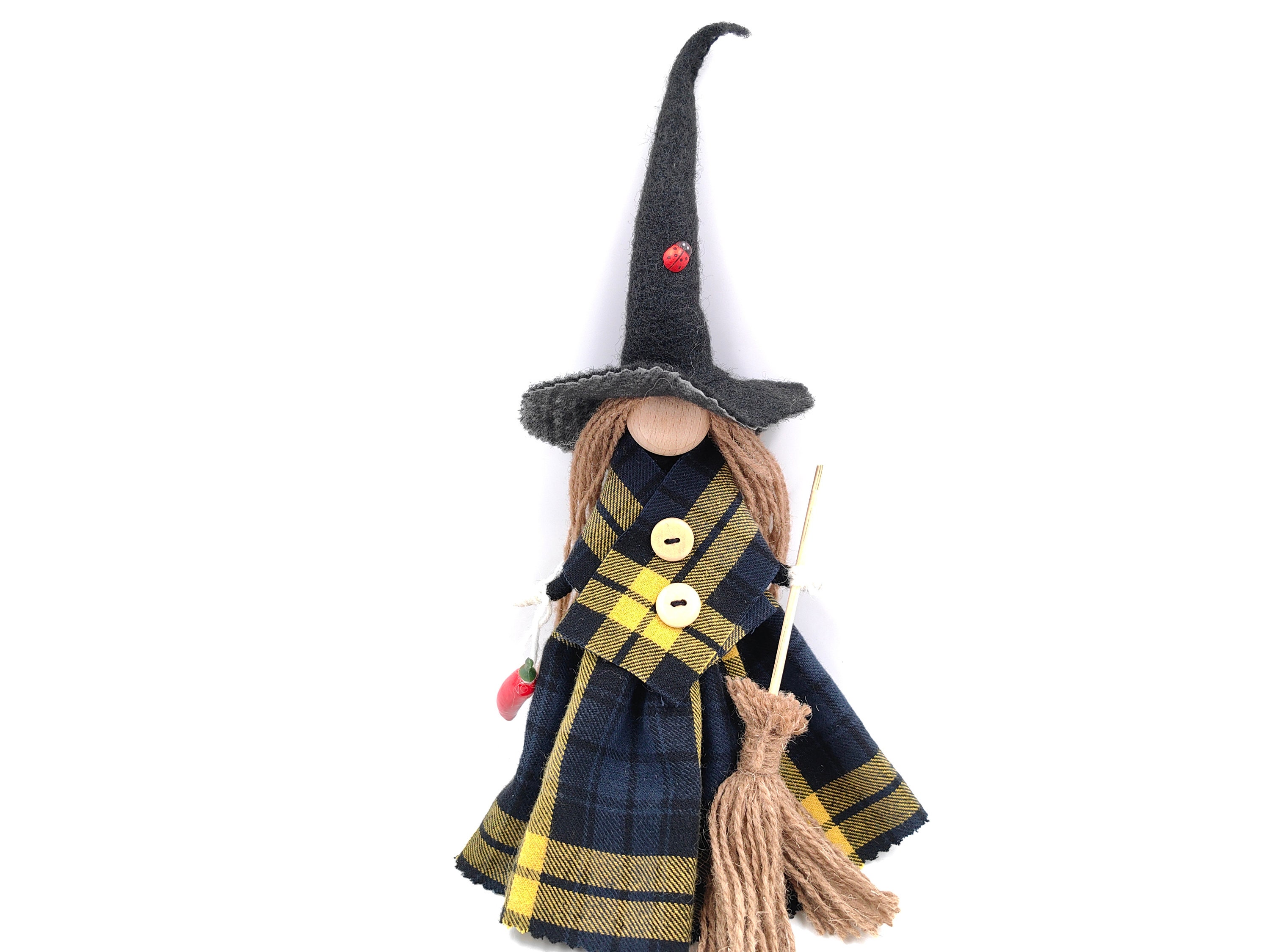 森の妖精魔女の置物、幸運のキッチン魔女人形、唐辛子、ババヤガ