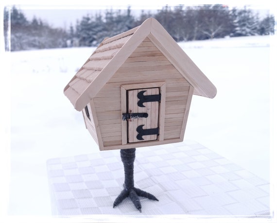 House on Chicken Leg, Cute Gift for Home Decor, Handmade Baba yaga Story Miniature, Hut on Chicken Leg, Folk Art House Design, Walking House