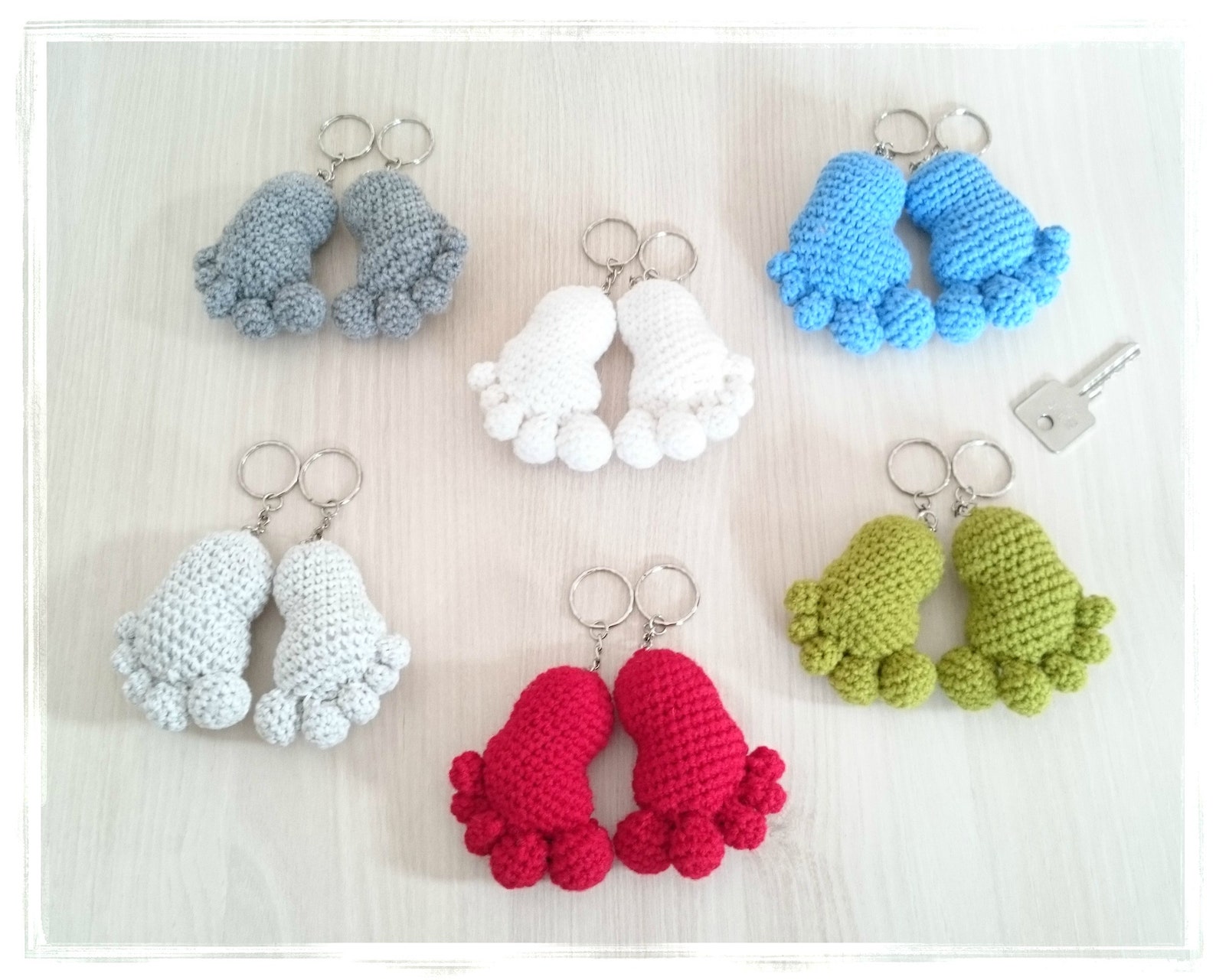 Pair of Feet Keychains, Foot Charm, Hand Knit Foot Keyring, Pregnancy ...
