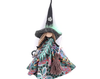 Good Luck Forest Fairy Figurine, New Home Housewarming Gift, Kitchen Witch Doll fantacy Christmas Halloween Witch ornament Decor lover Gift