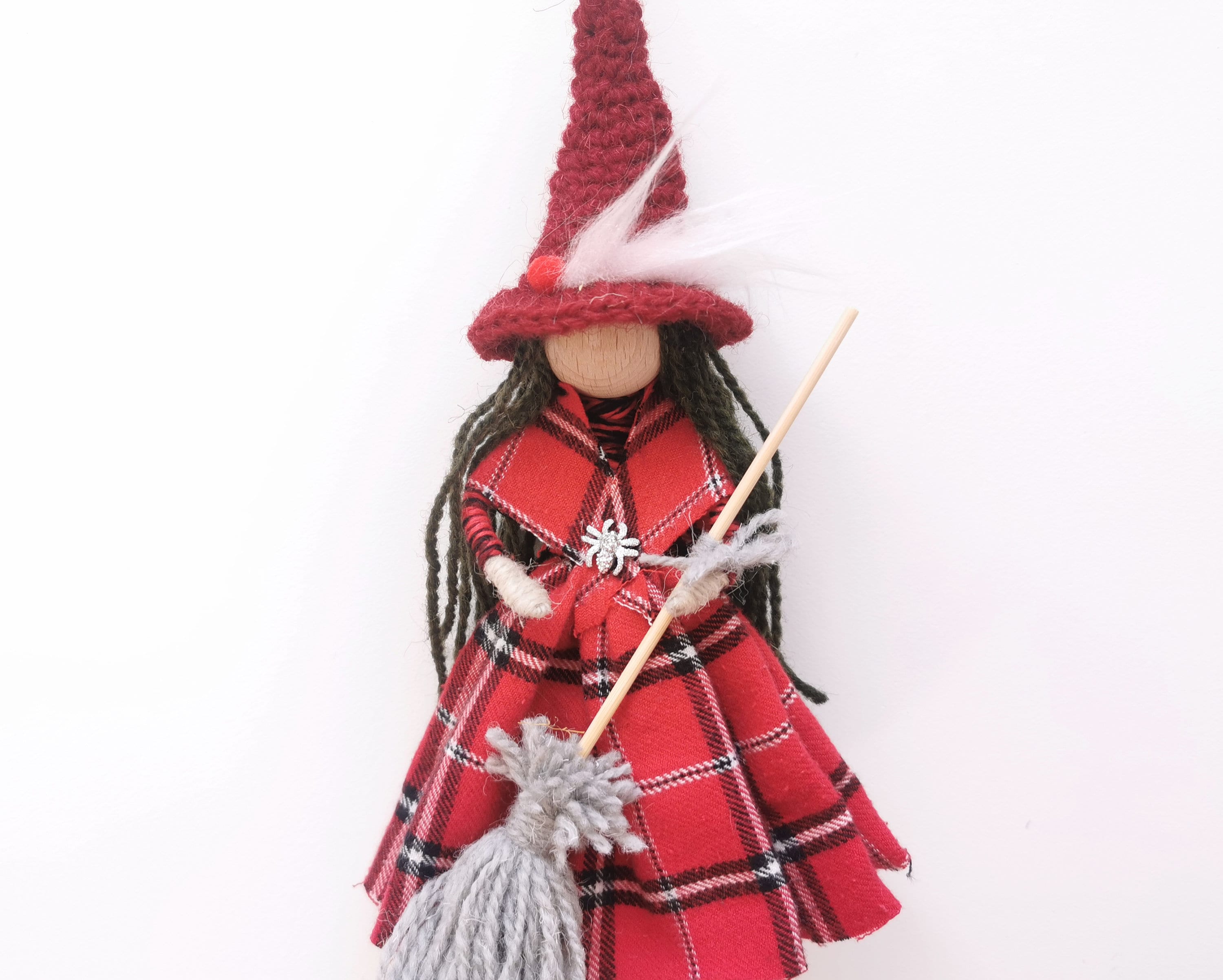 Good Luck Kitchen WITCH Doll With Broom to Bless Home Red - Etsy