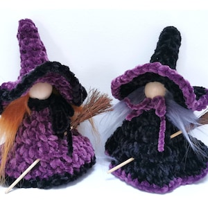 Kitchen witch doll, Halloween witch Ornament, Wooden witch art doll, Hedge witch figurine, Good luck spirit witch, Purple Witch decoration