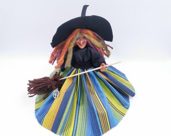 Good Luck Witch Alisa / Fairy Figurine / Hedge Witch Kitchen hag rag Doll / Kid Toy Vintage Retro handmade Home decor / Room interior Doll