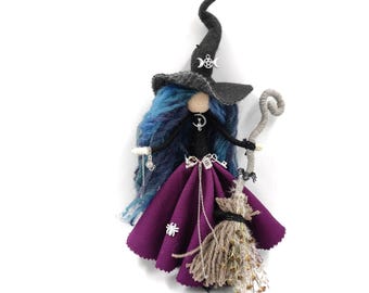 Kitchen Witch Doll for Good Luck Home Decor, Handmade Folk Art Fairy Figurine