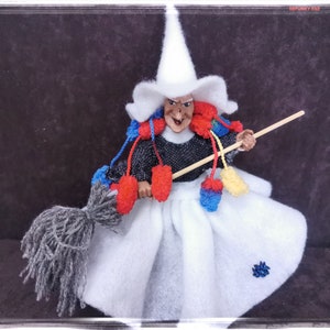 White Kitchen WITCH Doll with broom spider Witch Ornament Crone witch Spirit Doll Good luck doll Baba Yaga Wicked Witch Wall Decor Gift home