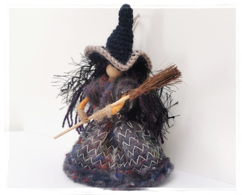 Good luck KITCHEN WITCH DOLL, Horror Decor, Hanging Witch, Ooak art doll, Wooden Figurine, Handcrafted witch, Halloween witch, Hedge Witch image 8