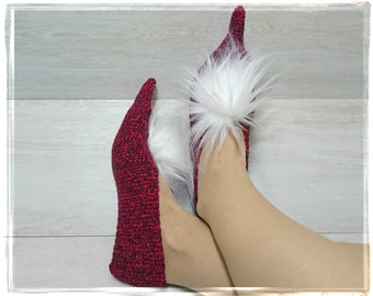 Witch pom pom slippers, Funny Slippers, Witch shoes, Slippers, Women's slippers, Pointed Toe mules, slippers socks, Christmas slippers Gift